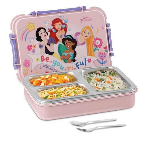Jaypee Disney Princess Insulated Lunch Box - 3  Cavity Lunch Box - 625ml | Toon Box 3 - Pink