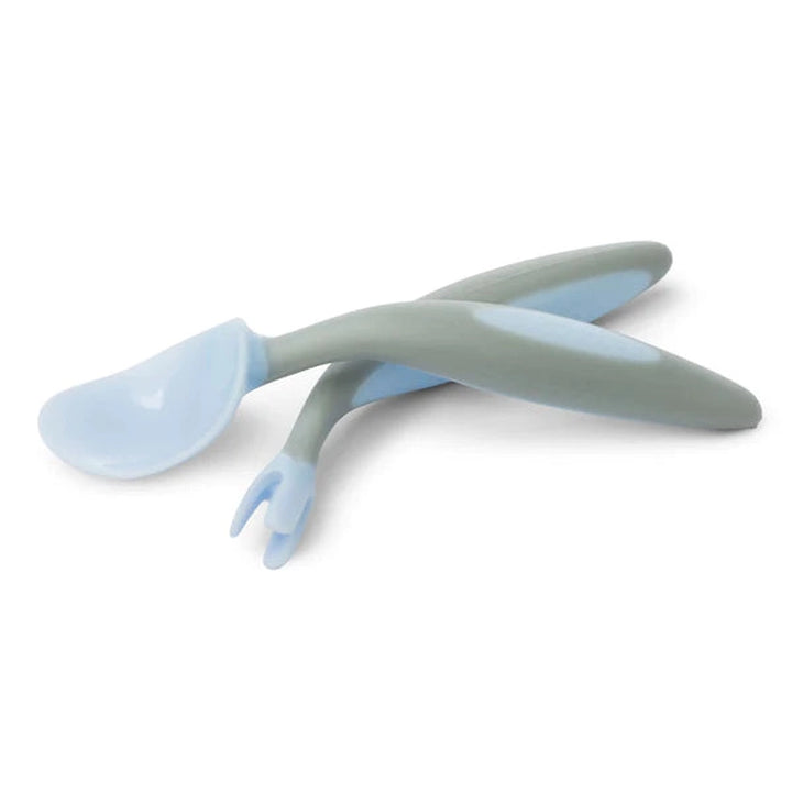 Toddler Fork & Spoon Cutlery Set Bubblegum Light Blue