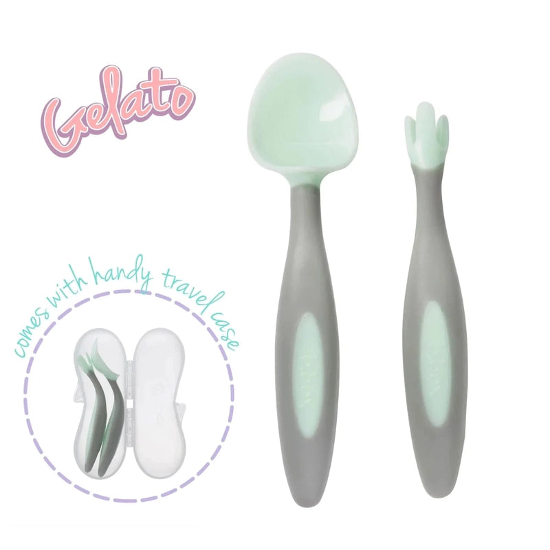 Toddler Fork & Spoon Cutlery Set Pistachio Light Green