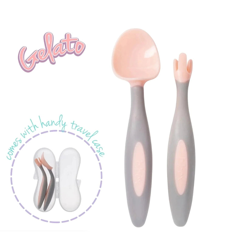 Toddler Fork & Spoon Cutlery Set Tutti Fruiti Light Pink