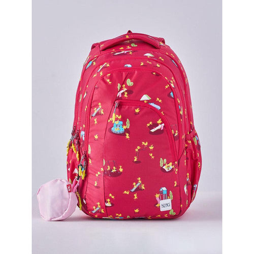 Wildcraft Girls 3 Compartments Backpack - Upto 23L | Duck Design - Red