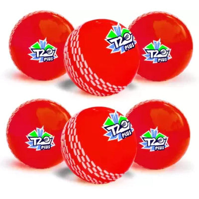 T-20 Plus Practice Cricket /Wind Balls for Indoor & Outdoor | Street Cricket Synthetic Ball | Pack of 6, Red