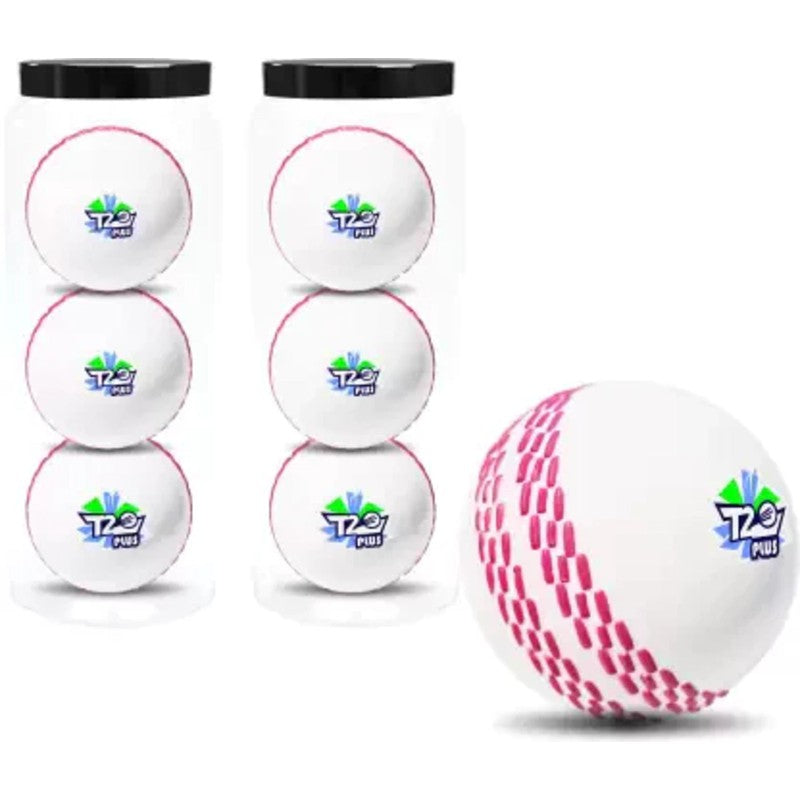 T-20 Plus Practice Cricket /Wind Balls for Indoor & Outdoor | Street Cricket Synthetic Ball | Pack of 6, White