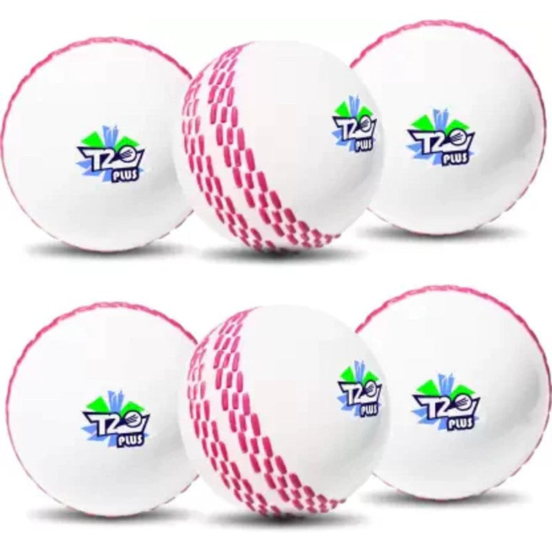 T-20 Plus Practice Cricket /Wind Balls for Indoor & Outdoor | Street Cricket Synthetic Ball | Pack of 6, White