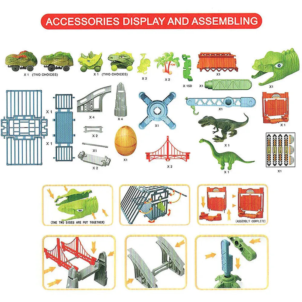 Kidology 142 Pieces Ultimate Dinosaur 360 Track Set (3-8 Years)