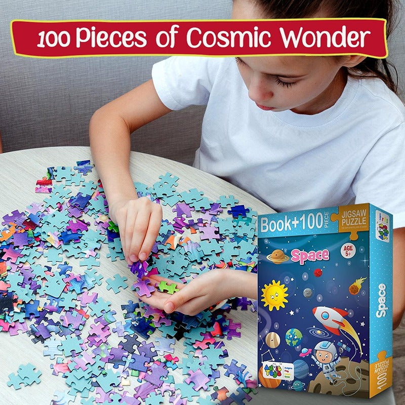 Space - Jigsaw puzzle (100 Piece + Educational Fun Fact Book Inside)