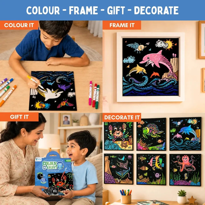 PepPlay Colour in Velvet - Ocean Life | Mess-Free Colouring Fun