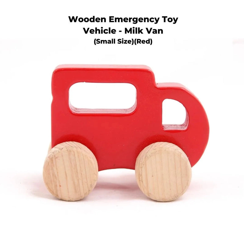 Wooden Emergency Toy Vehicle Set (Milk Van) - Small Size