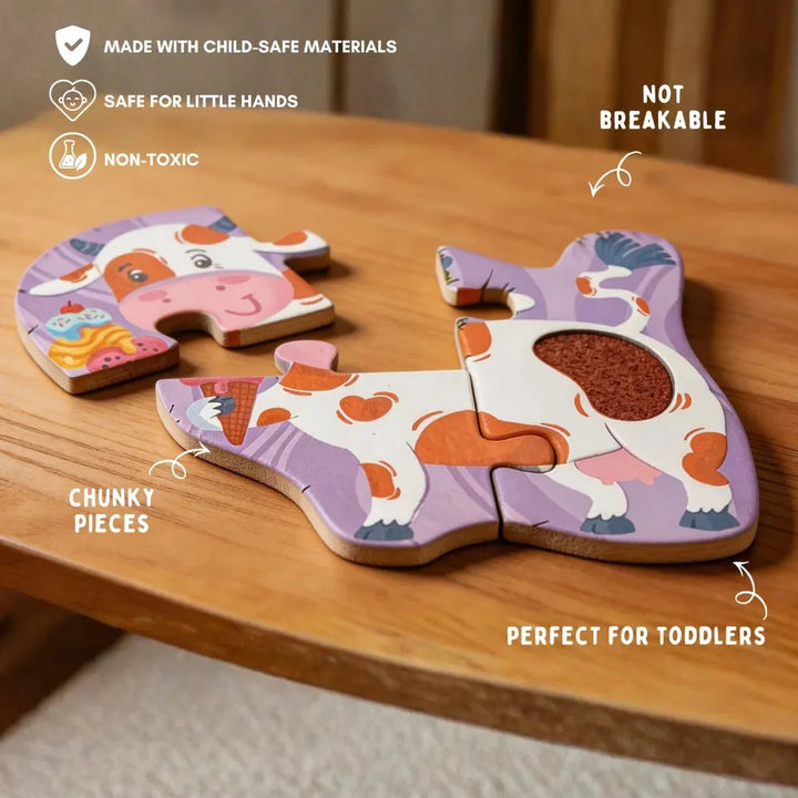 PepPlay My First Touch & Feel Puzzles - Farm Animals | Sensory Learning for Toddlers | 4 three-piece puzzles