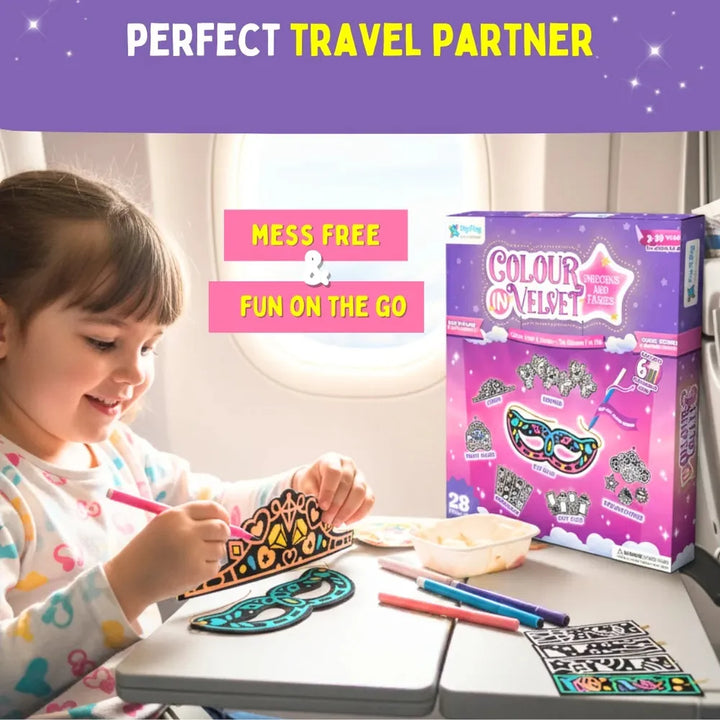 PepPlay Colour in Velvet - Unicorn & Fairies | Mess-Free Colouring Fun | 28 Piece Set