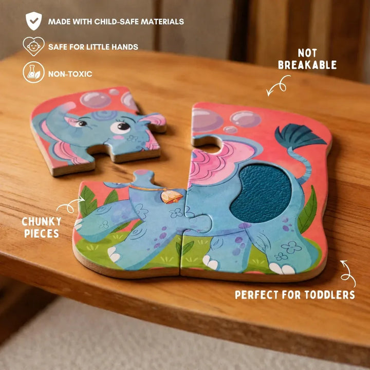 PepPlay My First Touch & Feel Puzzles - Wild Animals | Sensory Learning for Toddlers | 4 three-piece puzzles