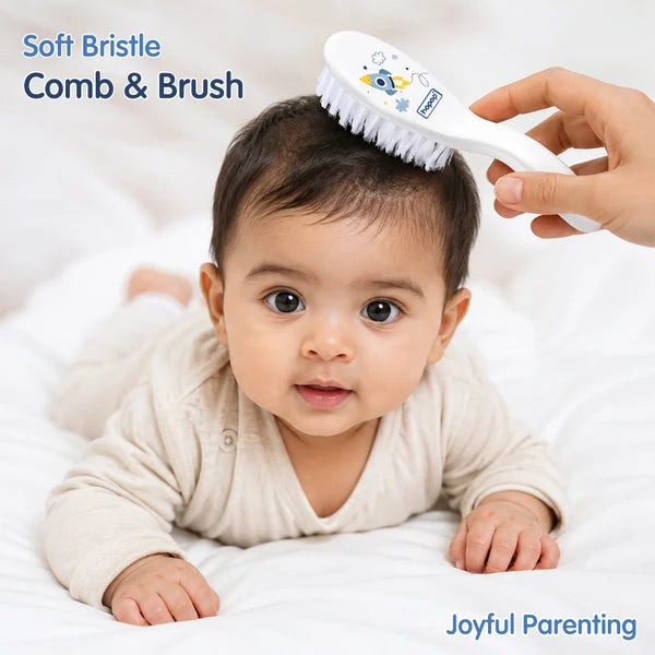 Hopop Baby Soft Bristles Comb & Brush Set - White