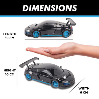 Rechargeable High Speed Remote Control Mini Car Resembling Audi with Lithium Battery for Kids (Scale 1:24) - Black