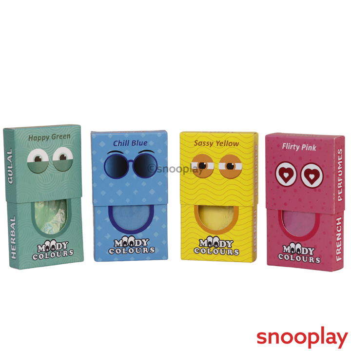 Gopal Herbal Gulal Kit - 4 Gulal (French Perfume Fragrance) & 1 Surprise Gift Inside | Moody Colors