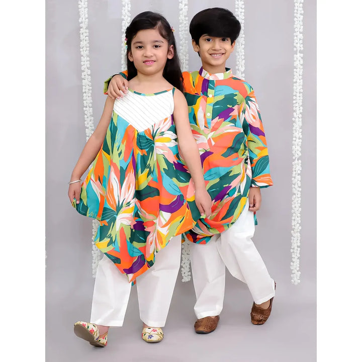 The Wishing Closet Multicolor Parrot Print Kurta Set