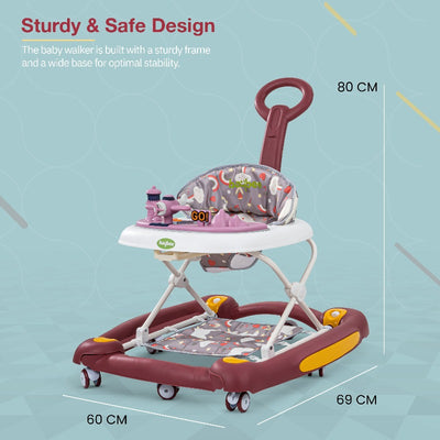 3 in 1 Staffy Baby Walker for Kids with Rocker & Push Handle, Kids Walker with 3 Adjustable Height, Mat & Musical Toy Bar | Activity Walker for Baby | Push Walker - COD Not Available