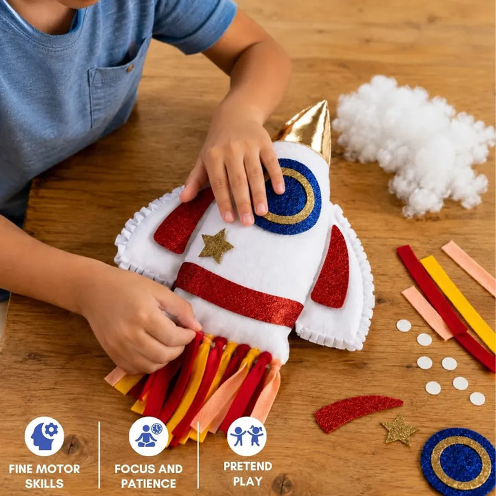 PepPlay Make Your Rocket Pillow | No-Sew DIY Craft Fun | 38 Pieces Set