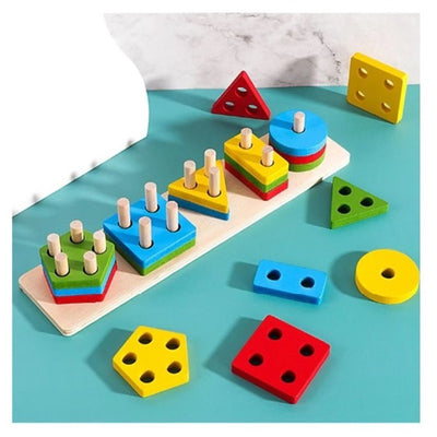 Wooden Educational Preschool Puzzles | Shape Sorting Wooden Geometrical Toy For Kids