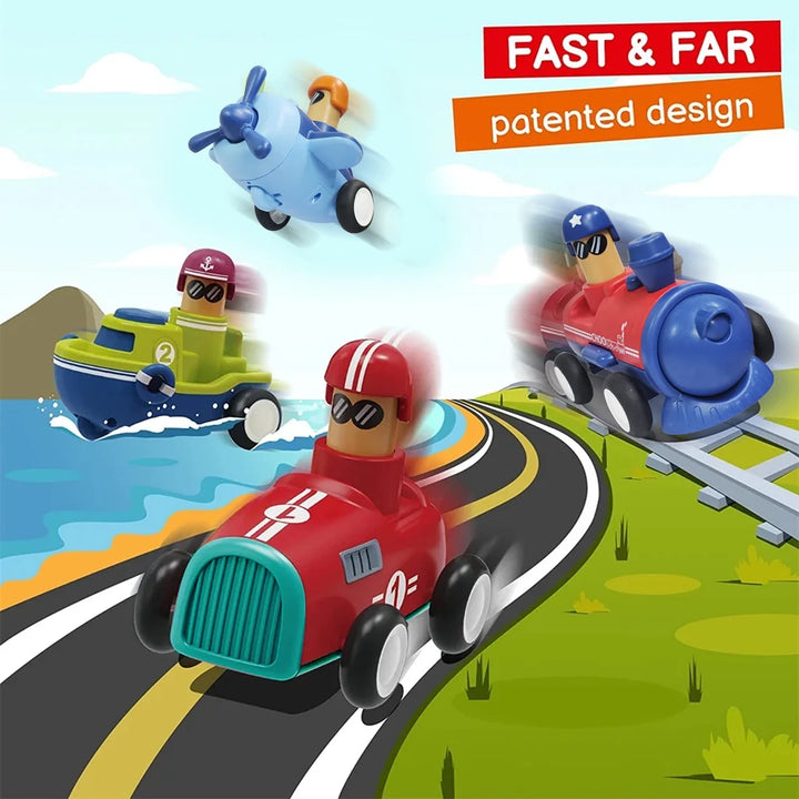 Kidology Bonkerheads 4 Push & Go Play Cars | Fun Friction-Powered Toys