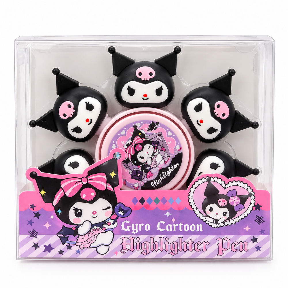 Gyro kuromi Fidget Spinner Highlighter Pen for Kids | Multi-Tip Colour Marker | Fun School Stationery