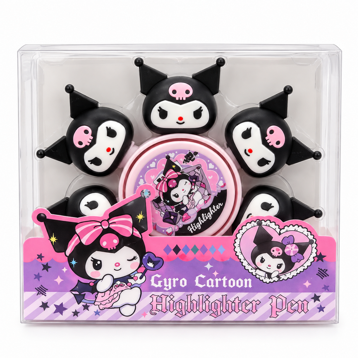 Gyro kuromi Fidget Spinner Highlighter Pen for Kids | Multi-Tip Colour Marker | Fun School Stationery