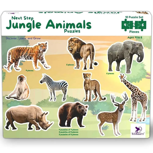 Toykraft Jungle Animal Puzzles – 4, 5 & 6 Piece Toddler Floor Puzzles