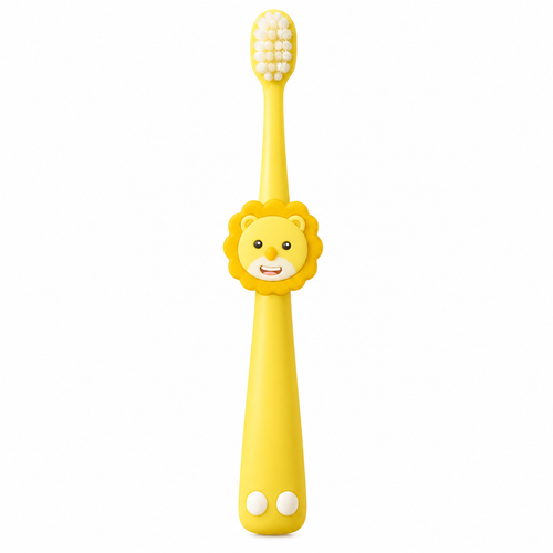 FunBlast Lion Baby Toothbrush for Kids | Extra Soft Microfiber Bristles with Rounded Brush Head | 1 Piece | Yellow