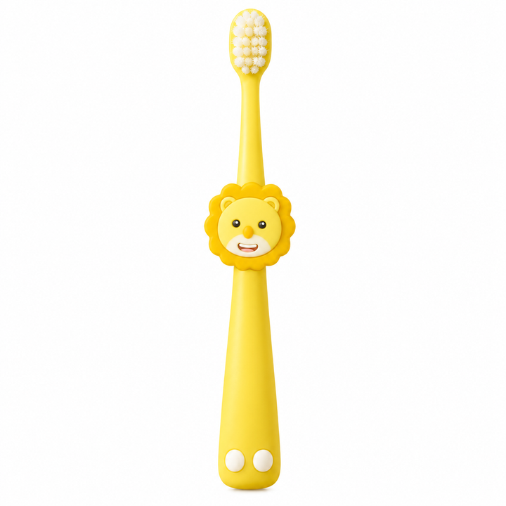 FunBlast Lion Baby Toothbrush for Kids | Extra Soft Microfiber Bristles with Rounded Brush Head | 1 Piece | Yellow