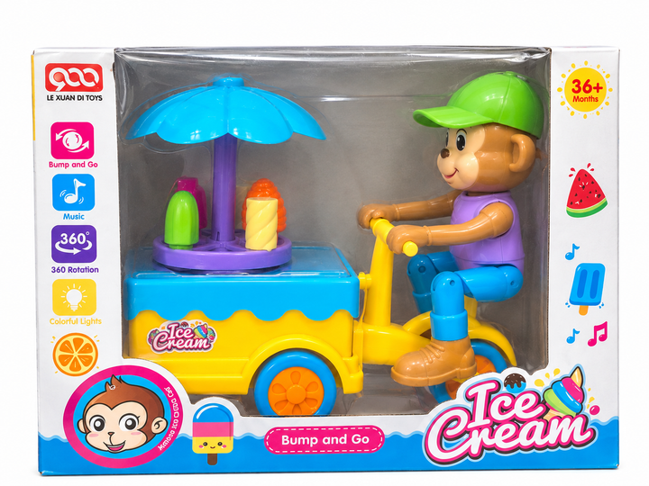 Musical Ice Cream Monkey Toy for Kids | Musical Sound & Fun Interactive Toy | Cute Cartoon Toy- Yellow