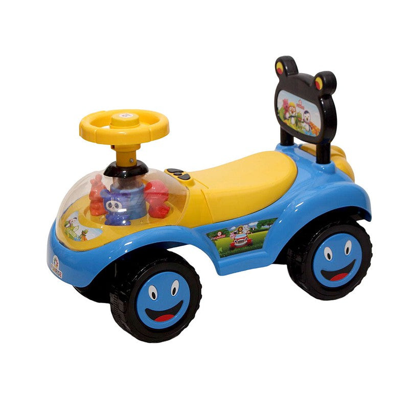 Educational Rideon Baby Car with 4 Toys on Front in Transparent ABS Material - PP - 801 E Blue