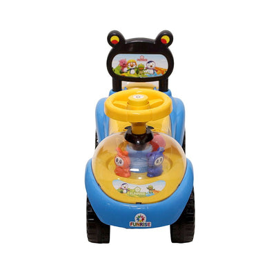 Educational Rideon Baby Car with 4 Toys on Front in Transparent ABS Material - PP - 801 E Blue
