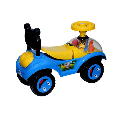 Educational Rideon Baby Car with 4 Toys on Front in Transparent ABS Material - PP - 801 E Blue