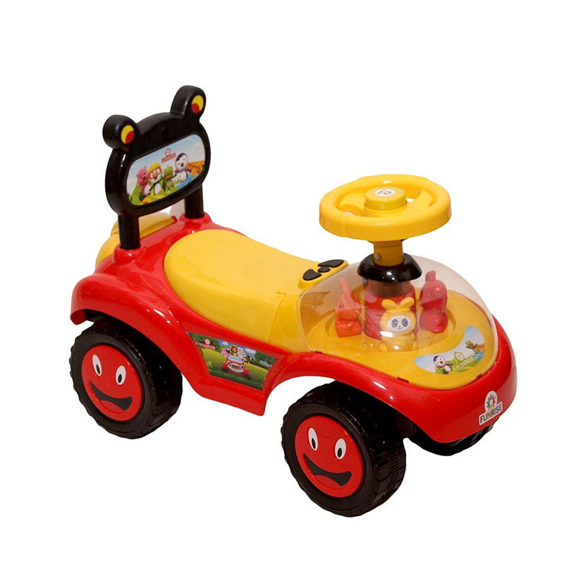 Educational Rideon Baby Car with 4 Toys on Front in Transparent ABS Material - PP - 801 E Red