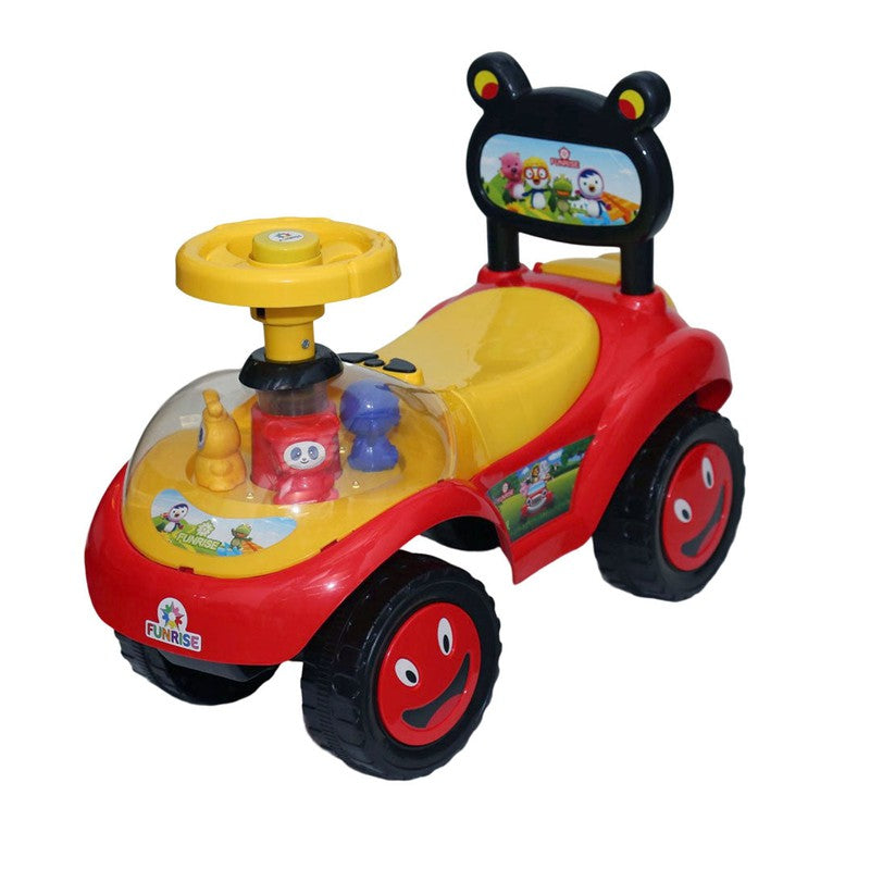 Educational Rideon Baby Car with 4 Toys on Front in Transparent ABS Material - PP - 801 E Red