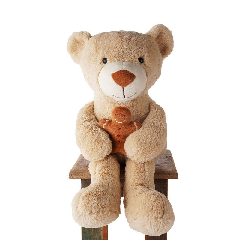 Teddy Bear Fluffy Taupe Bear with Gingerbread Soft Toy