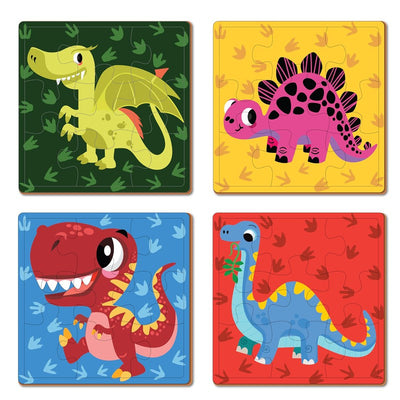 Wooden Dinosaurs Puzzle for kids | 9 Pieces Puzzles | Educational Toys and Games | Set of 4 Puzzles in Box