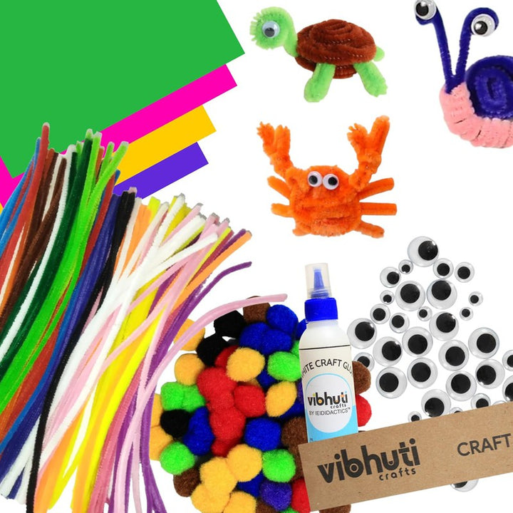 5-in-1 Ultimate Craft Bundle: Pipe Cleaner Craft Kit with Pom Poms,  Googly Eyes, and More - Art Supplies for Boys & Girls