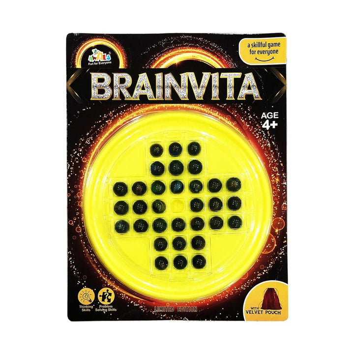 Brainvita Game for Kids Brain Development with Velvet Pouch and 33 Marbles