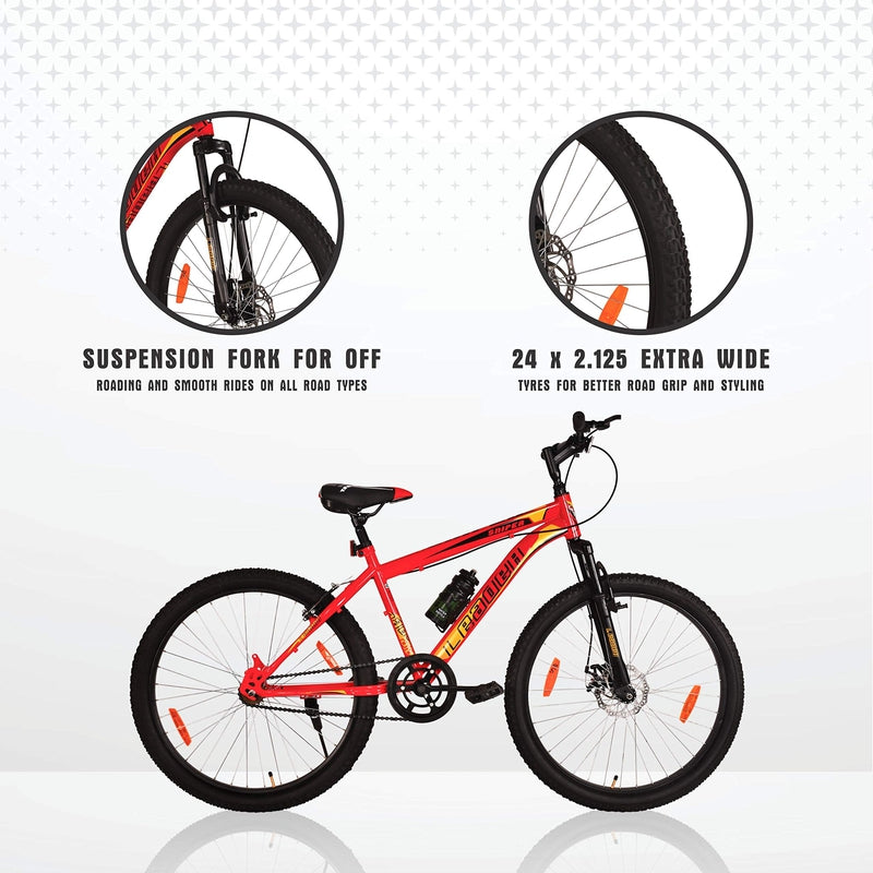 Sniper MTB 24T with Front Suspension and Disc Brake Mountain Cycle | 7-10 Years (COD Not Available)