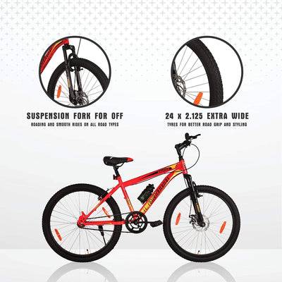 Sniper MTB 24T with Front Suspension and Disc Brake Mountain Cycle | 7-10 Years (COD Not Available)