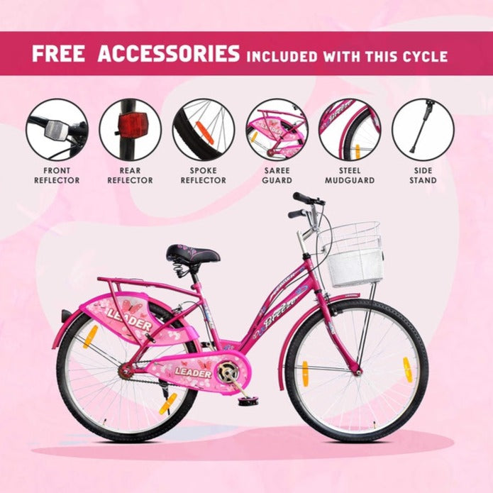 Buy LadyBird Breeze 26T with Basket and Integrated Carrier Cycle Pink on Snooplay India