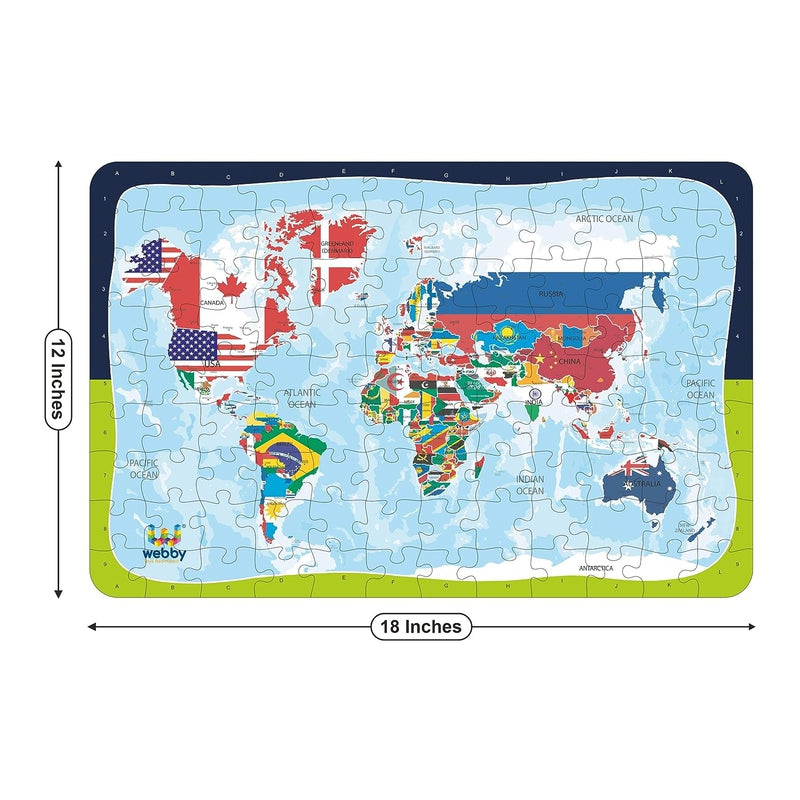 World Map With Flags Wooden Jigsaw Puzzle, 108 Pieces