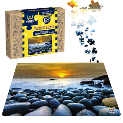 Beautiful Sunrise At Rock Beach Wooden Jigsaw Puzzle, 252 Pieces