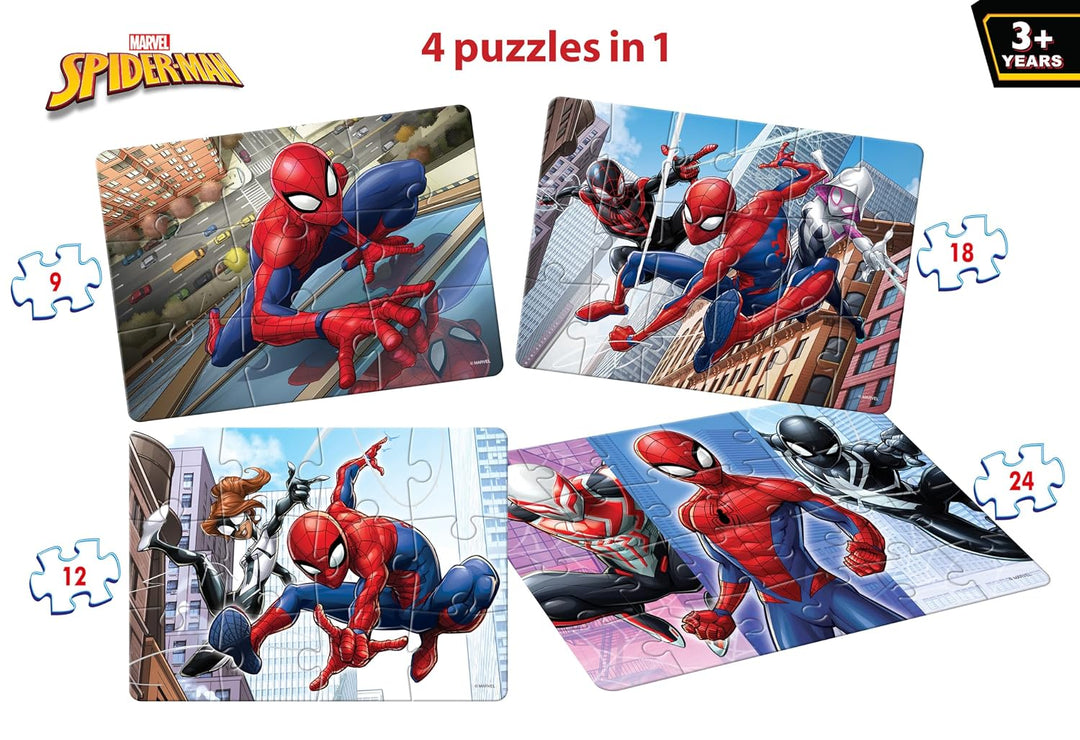 Frank Marvel Spiderman 4-in-1 Jigsaw Puzzle Set for Kids | Set of 4 Jigsaw Puzzle