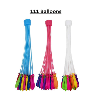 Fill Magic Water Balloon for Holi | No Need to Tie Knots Crazy Quick Fill in 60 Seconds with 1 Universal tap Adapter | 111 Balloons | Mix Color