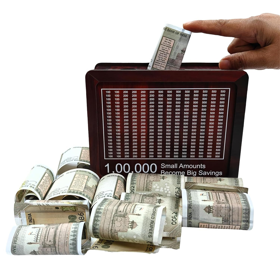 Kraftsman Lakhpot Wooden Money Bank- Brown
