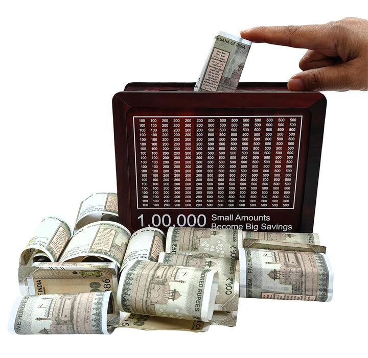 Kraftsman Lakhpot Wooden Money Bank- Brown
