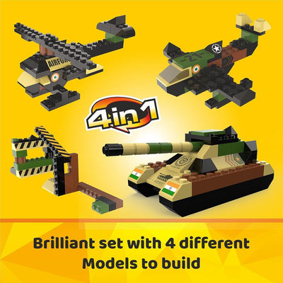 4 in 1 Military ABS Building Blocks Kit, Adventure Play Set - (122 Pcs)