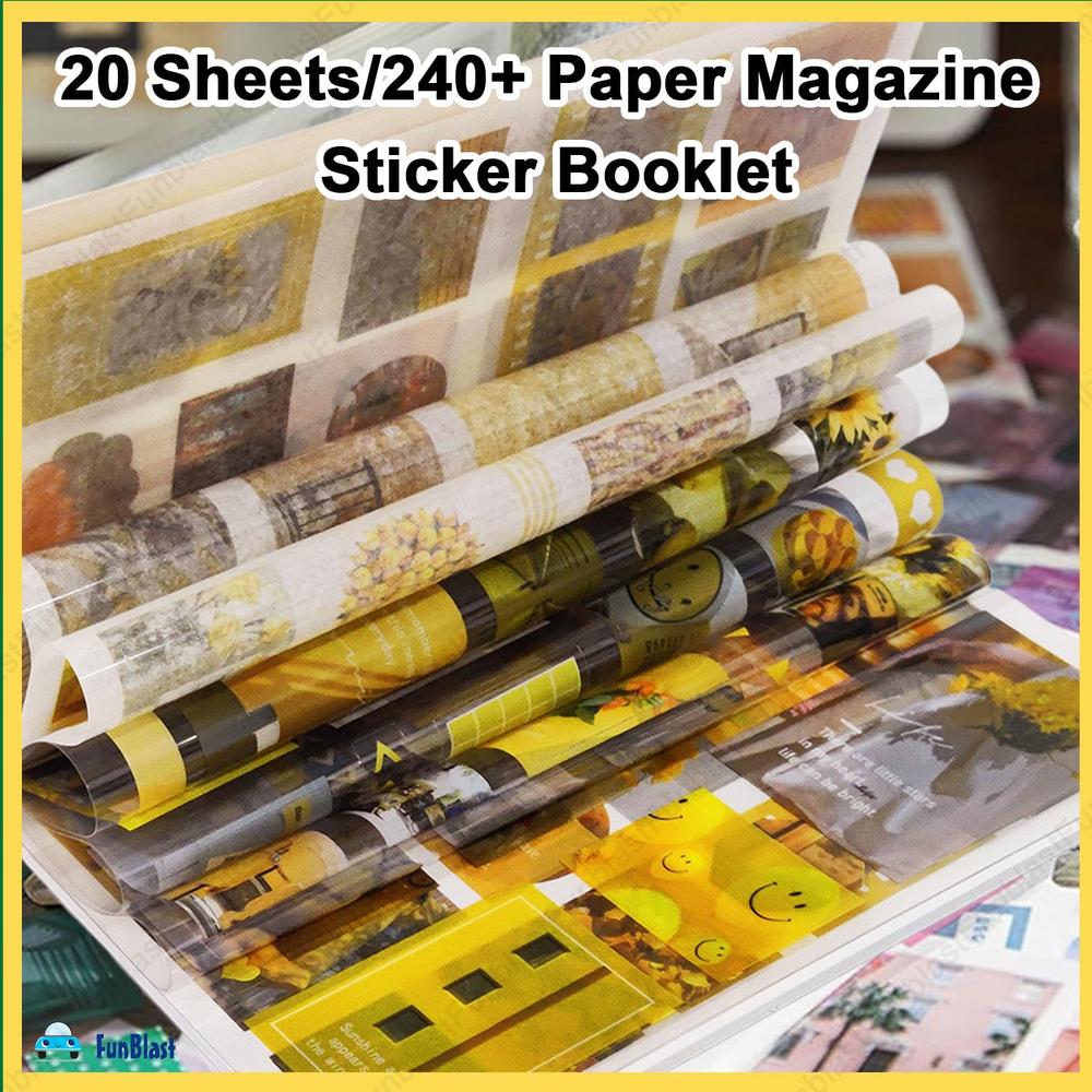 FunBlast Sticker Book Set | 20 Sheets Retro Japanese Style Stickers | 240+ Stickers