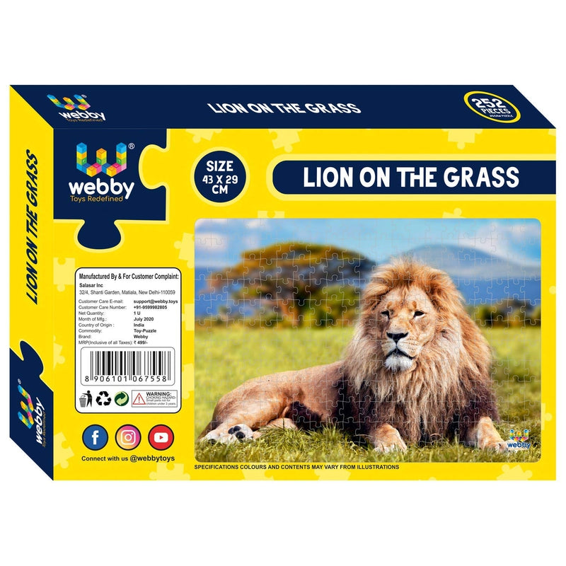 Lion on the Grass Cardboard Jigsaw Puzzle, 252 pieces